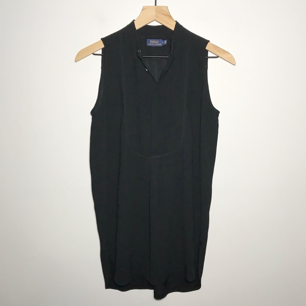 Polo Ralph Lauren Pleated Bib Sleeveless Tunic Top in Black 2